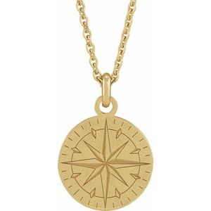 14K Yellow Gold Compass Necklace