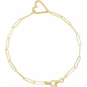 Heart Paperclip Chain Bracelet