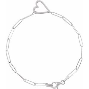 Heart Paperclip Chain Bracelet