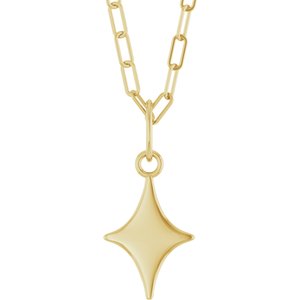 14K Yellow Gold Engravable Star Necklace