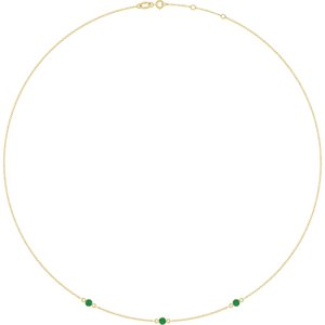 14K Yellow Gold Lab-Grown Emerald 3-Station Necklace