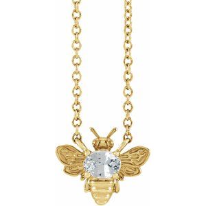 Natural White Sapphire Bee Necklace