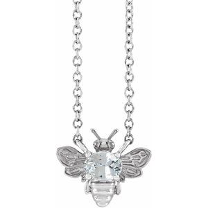 Natural White Sapphire Bee Necklace