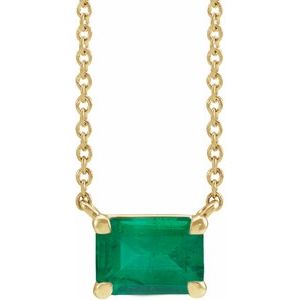 14K Yellow Gold Lab-Grown Gemstone Necklace